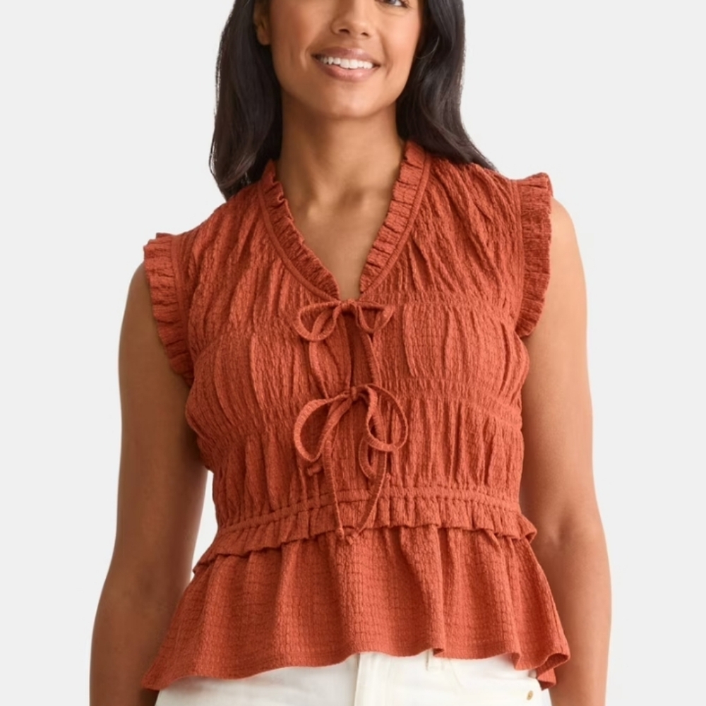 Scandinavian Festival Blouse Burnt Orange Sz XXL